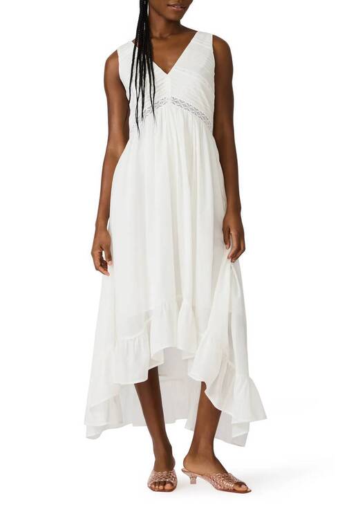STEVE MADDEN Dresses & Skirts - NEW STEVE MADDEN miah lace trim sleeveless high-low maxi dress in antique